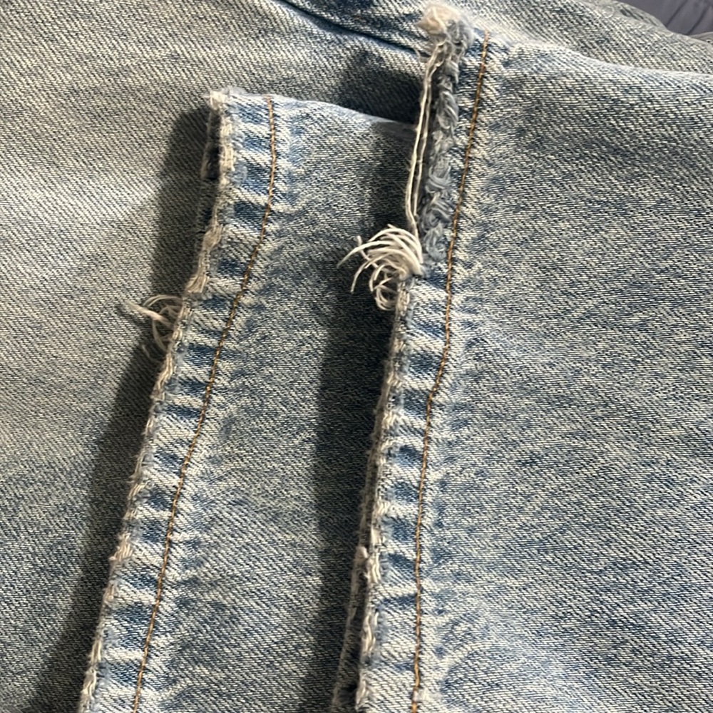 Agolde 27 upside jean asymmetrical button butterfly Classic Blue Women's Jeans - Picture 12 of 13